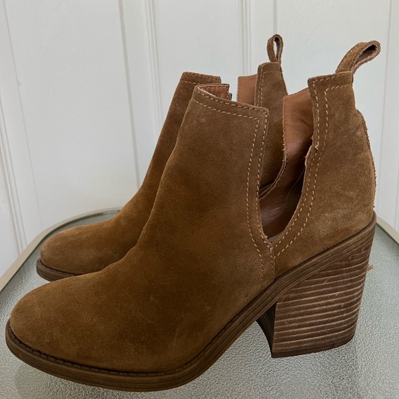 Steve Madden Sharini Chestnut Suede Heeled Ankle Boots Size 9 - Picture 3 of 11